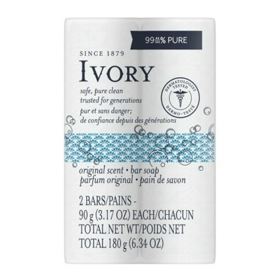 Ivory Bar Soap Original Scent, 2 Bars, 6.34 Oz..