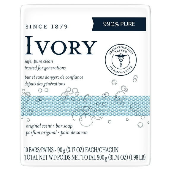 Ivory Bar Soap, Original Scent, 3.17 Ounces, 10 Count