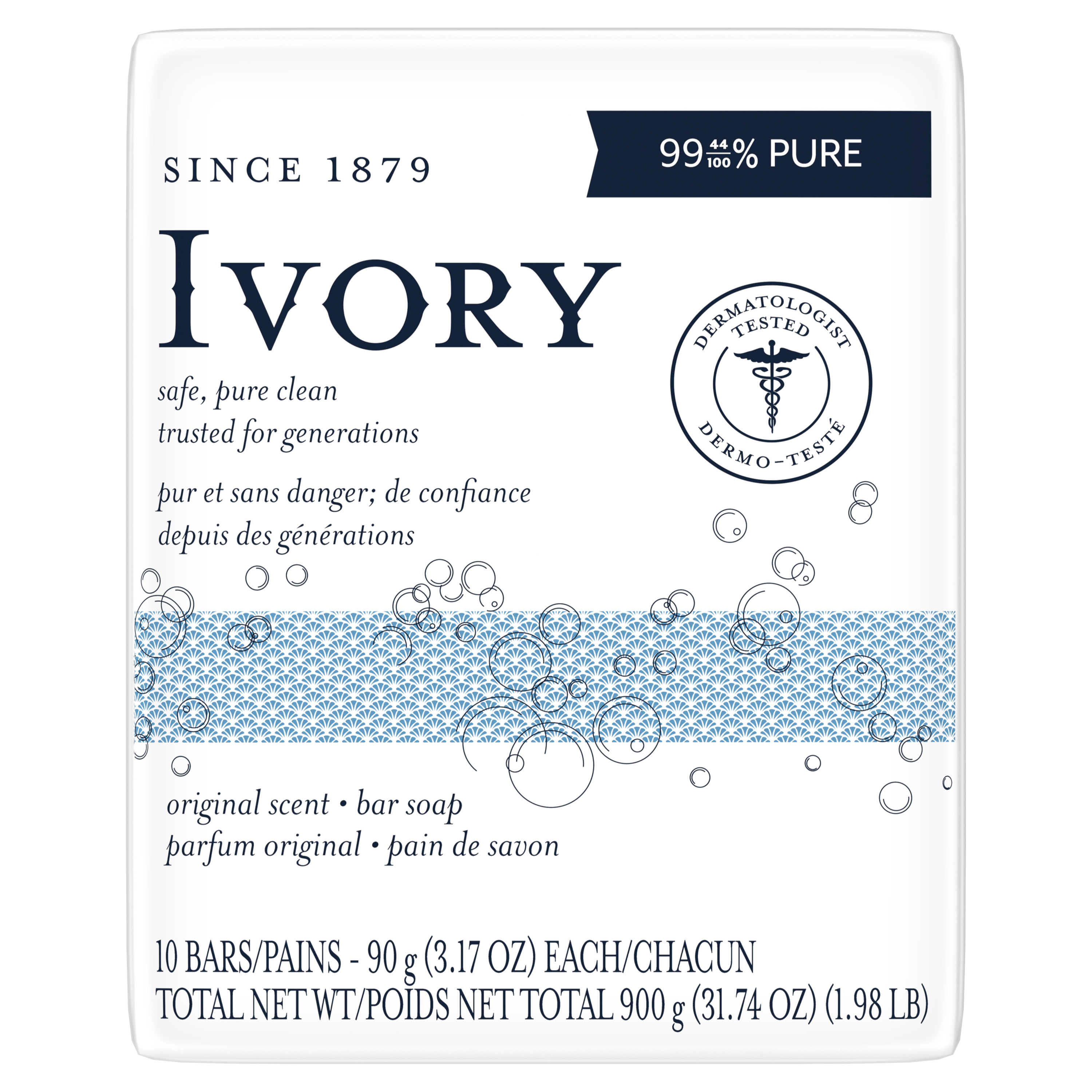 Ivory Bar Soap with Original Scent, 3.17 oz, 10 Count - image 1 of 8