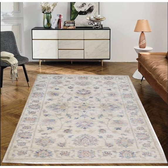 Ivory & Beige Premium Handwoven Pure Wool Chobrang Rug, 2ft 6in x 3ft 11in