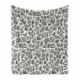 thumbnail image 1 of Ivory and Black Soft Flannel Fleece Blanket, Random Stripes Pattern Hand Drawn Abstract Arrangement Simplistic Design, Cozy Plush for Indoor and Outdoor Use, 50" x 60", Ivory Black, by Ambesonne, 1 of 6
