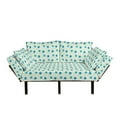 thumbnail image 1 of Ivory and Blue Futon Couch, Nostalgic Doodle Dotted Background Nature Growth Arrangement, Daybed with Metal Frame Upholstered Sofa for Living Dorm, Loveseat, Blue Turquoise and Ivory, by Ambesonne, 1 of 4