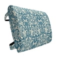 thumbnail image 1 of Ivory and Blue Lumbar Pillow, Damask Swirled Leaves and Blooming Flowers Baroque Arrangement, Soft Back Cushion for Office Chairs with Adjustable Straps, 14" x 13", Petrol Blue and Ivory, by Ambesonne, 1 of 7