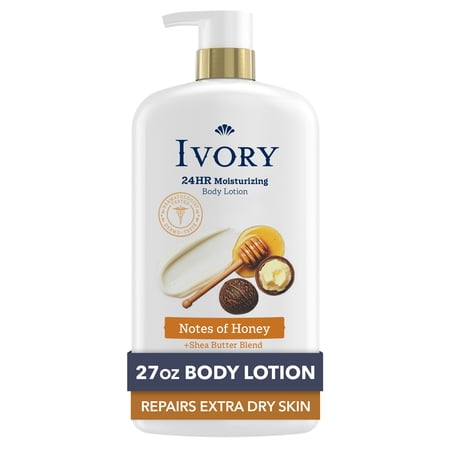 Ivory Body Lotion, 24hr Moisturizing, Absorbs Instantly, Shea Butter Blend, Notes of Honey Scent, 27 fl oz