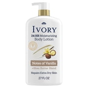 Ivory Body Lotion, 24hr Moisturizing, Absorbs Instantly, Shea Butter Blend, Notes of Vanilla Scent, 27 fl oz
