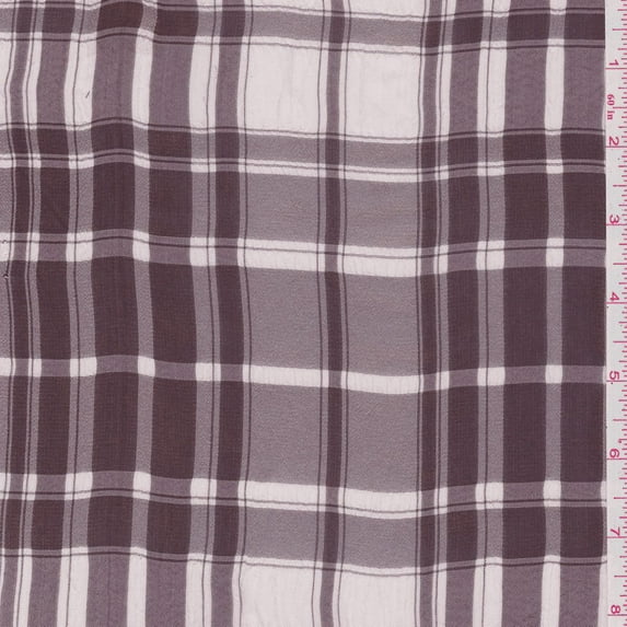 Ivory/Brown Plaid Shirting, Fabric By the Yard