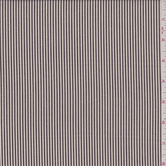 Ivory/Brown Stripe Shirting, Fabric Sold By the Yard
