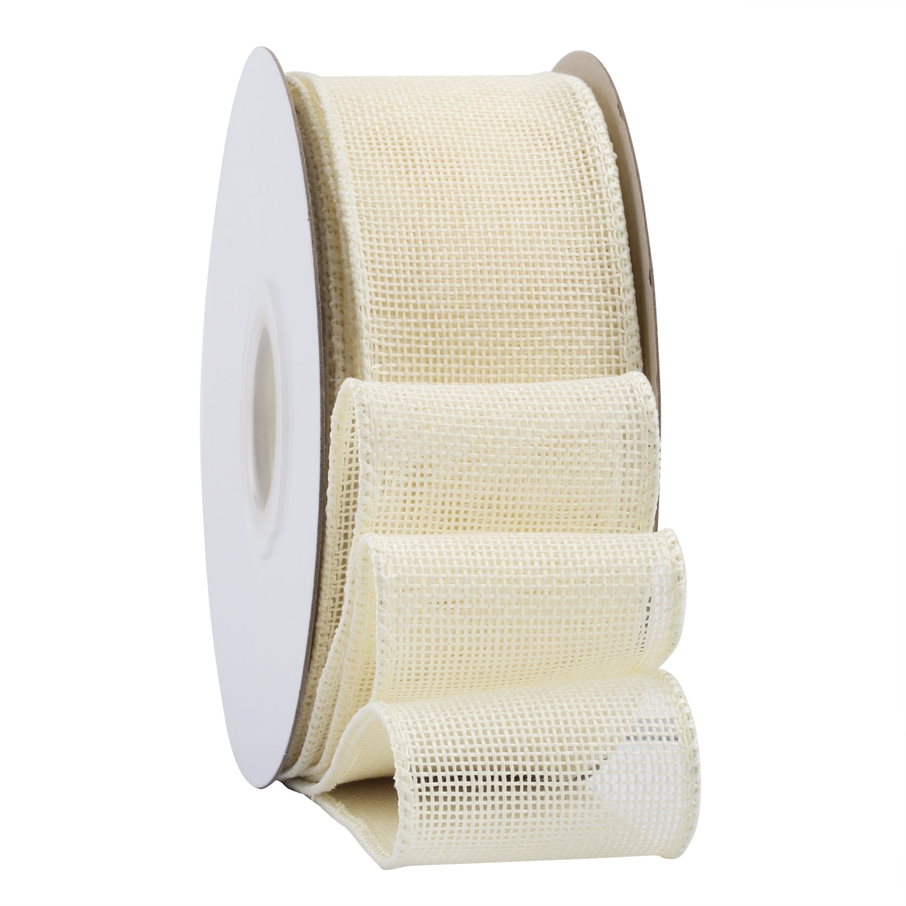 Ivory Burlap Wired Ribbon, 3