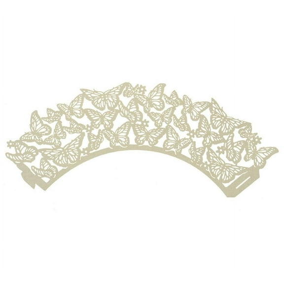Ivory Butterfly Lace Cupcake Wrappers (25pcs, Standard Size) Grease Resistant Cake Liners for Baking, Caking and Crafting by Bakell