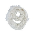 thumbnail image 1 of Ivory Cable Knit Infinity Loop Scarf With Fringe, 1 of 3