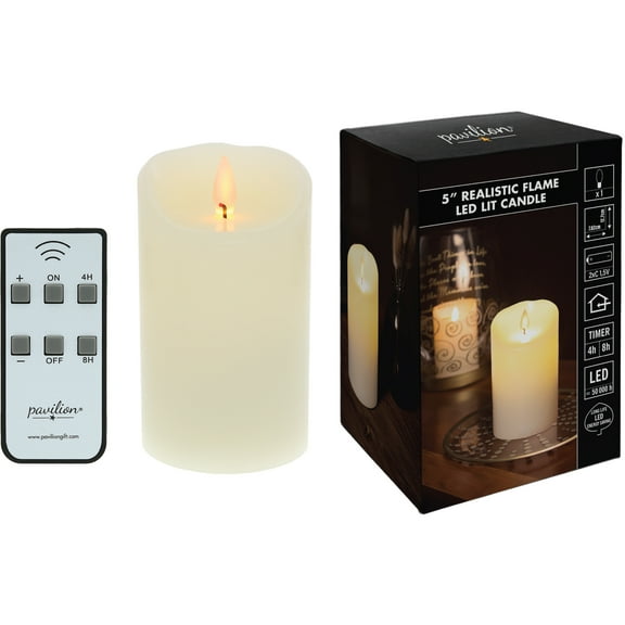 Pavilion Gift Company - Ivory Candle - 5" Realistic Flame LED Lit Candle