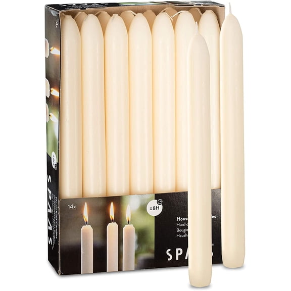 Ivory Candlesticks - Pack of 14 Cream Candle Sticks - Unscented 9" Tall Candlesticks - 8 Hour Long Burning Ivory Taper Candles for Home, Wedding, Holiday and Parties