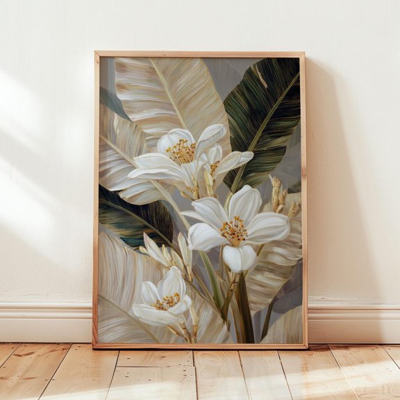 Ivory Canopy Botanical Print Elegant Leaf Decor Unframed Paper Print