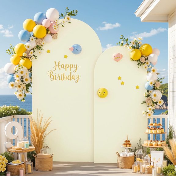 Ivory Champagne Arch Backdrop Cover Set of 2 Party Wedding Arch Covers Stretchy Backdrop 7.2FT 6FT Decorations Baby Shower Bridal Shower Photo Birthday Ivory Arch Stand Cover Spandex