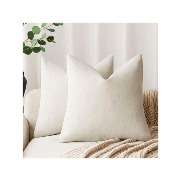 Ivory Chenille Textured Throw Pillow Cover For Sofa Bed Chair Decor