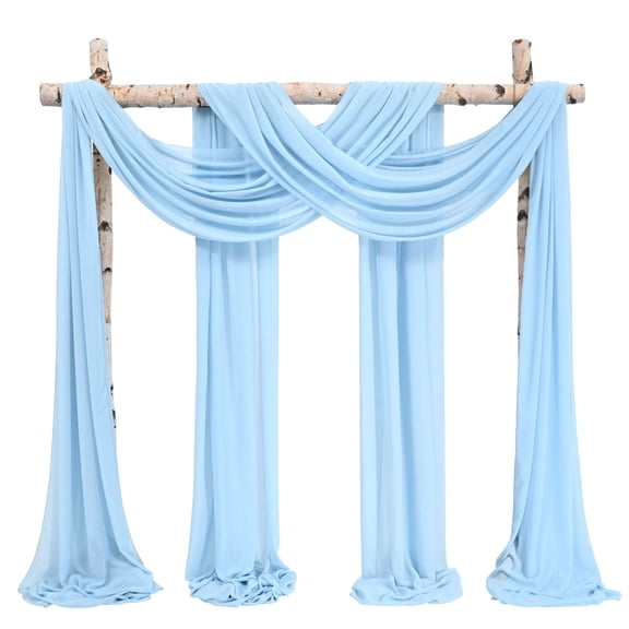 Ivory Chiffon Draping Fabric Panels 12-Pack 28"x20ft Wedding Ceremony Arch Decor Sheer Reception Backdrop Curtains