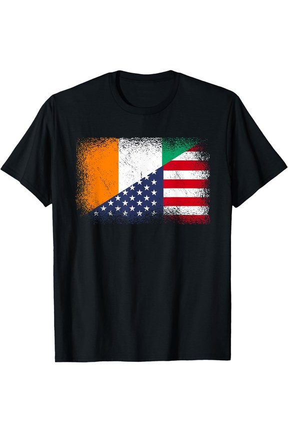 Ivory Coast America Flag Côte d'Ivoire USA T-Shirt, Unisex T-Shirt