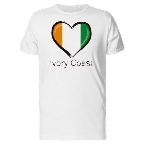 Ivory Coast Flag Heart Tee Men's -Image by Shutterstock