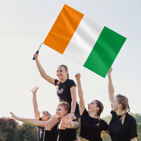 Ivory Coast Telescoping Fan Flag – 1.6m Extendable Pole & Large Orange White Green National Banner for Soccer Matches & Celebrations