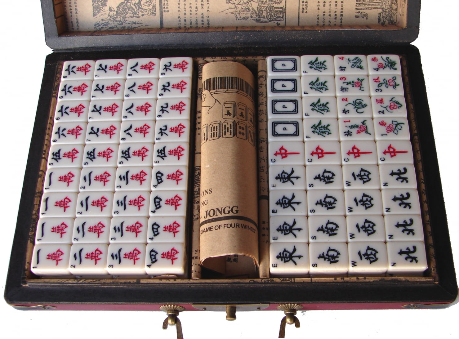 Ivory Color Mini Chinese Mahjong with Wooden Case for Carrying