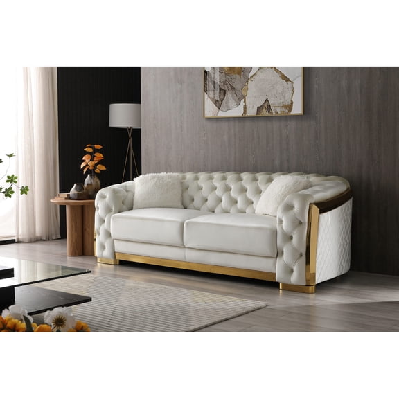 Ivory Color Scheme - Diamond Quilted Exterior - Home Entertaining - Stylish and Sturdy Sofa
