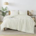 thumbnail image 1 of Ivory Comforter Set King Size, Boho Soft Warm Tufted Bedding Comforter Sets for King Size Bed, 3 Pieces Aesthetic Chevron Farmhouse Cute Bohemian Textured Bedding Set, 1 of 7