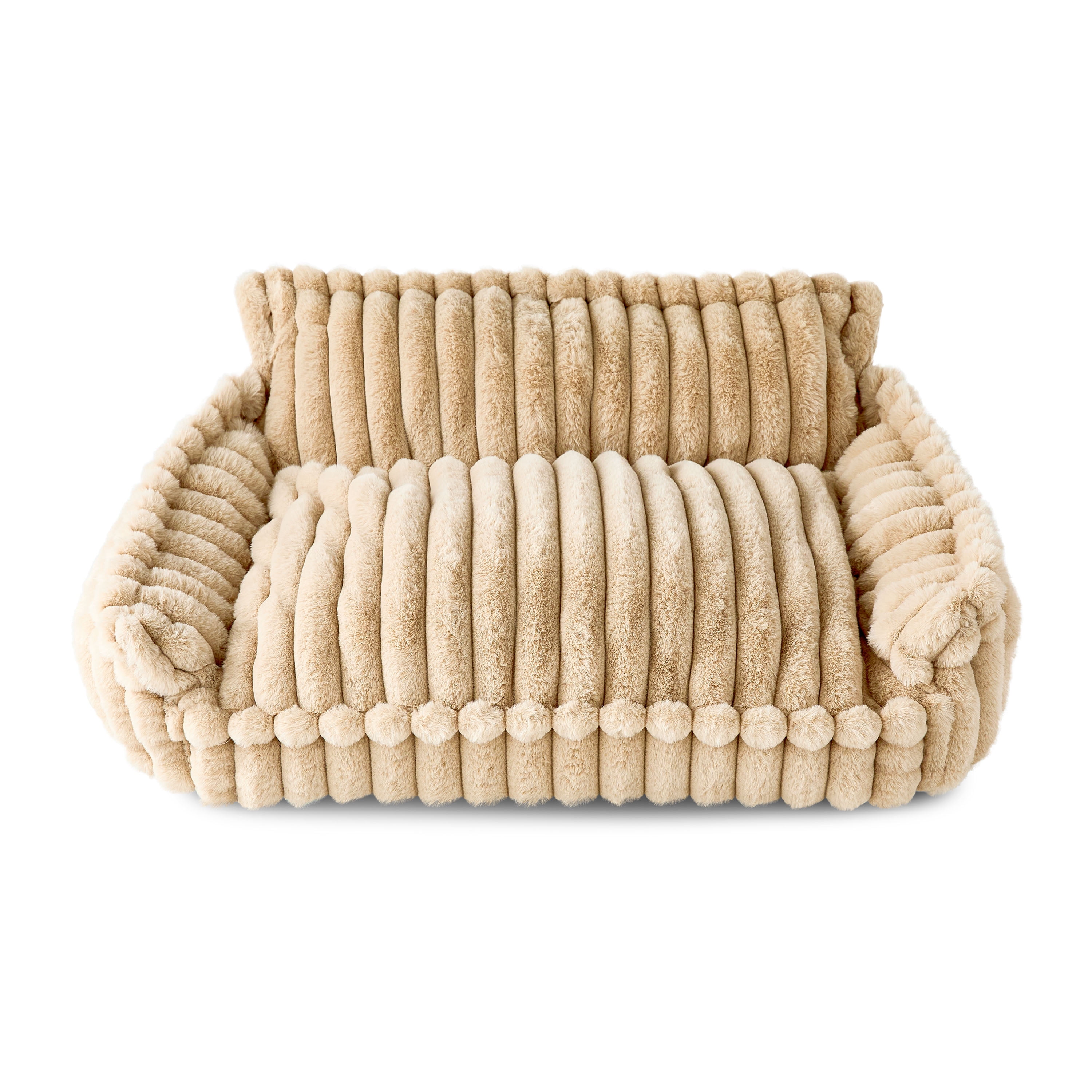 Vibrant Life Small Plush Cord Sofa Style Dog Bed, Cream, 17" x 24"