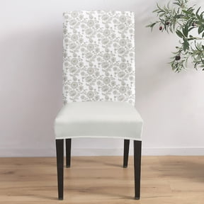 Ivory Daisies Dining Chair Covers Set of 1, Leaf Vines Petal Clusters Blooms Rustic Farmhouse Chair Covers for Dining Room Removable Seat Protectors Slipcovers for Home Party Wedding Banquet