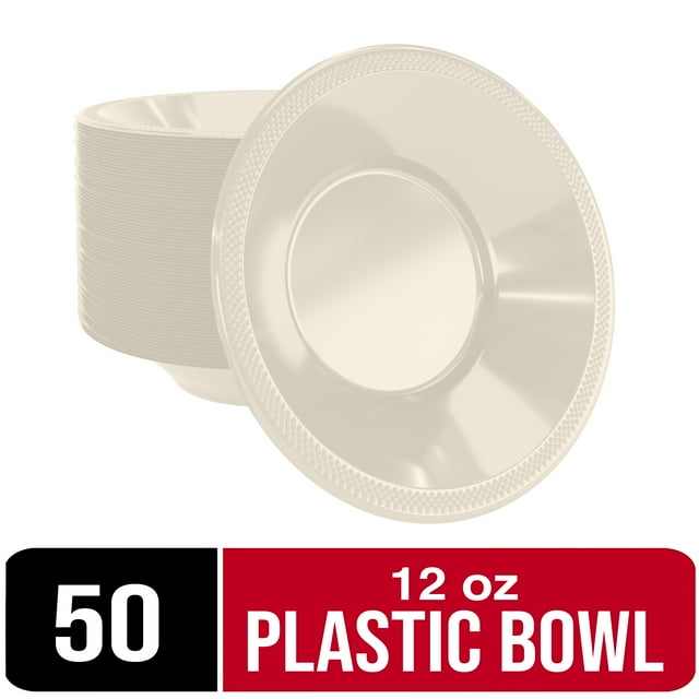 Ivory Disposable Bowls 50 Count 12 oz Plastic Bowls