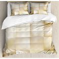 thumbnail image 1 of Ivory Duvet Cover Set, Abstract Square Shaped Geometric Fractal Pattern Modern Shady Tone Display, Decorative 3 Piece Bedding Set with 2 Pillow Shams, Queen Size, Cream Beige, by Ambesonne, 1 of 3