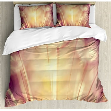 Ivory Duvet Cover Set, Close up Dandelion Plant Petals Spring Inspiration Nature Mother Earth Theme Picture, Decorative 3 Piece Bedding Set with 2 Pillow Shams, Calking Size, Peach Coral, by Ambesonne