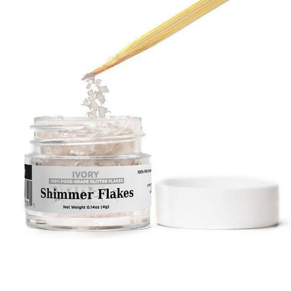 Ivory Edible Shimmer Flakes - 4g Jar