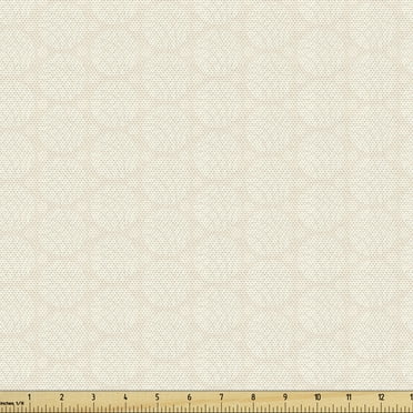 Ambesonne Ivory Fabric by the Yard Upholstery, Abstract Circular Pattern, 1 Yard, Cream