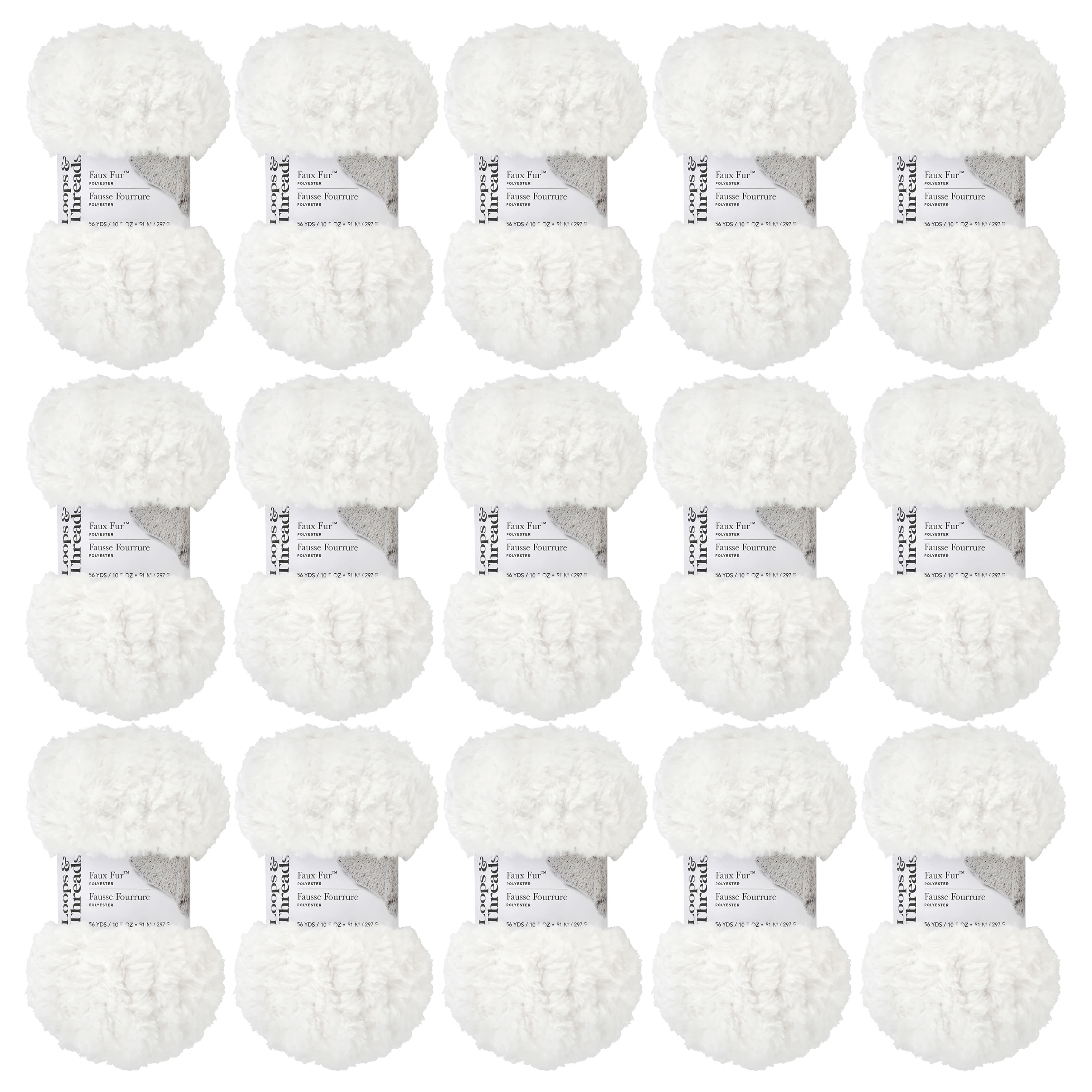 Threaded Loop For All Thread Loops & Threads Ivory Faux Fur Yarn - Super Bulky Yarn for Knitting ...