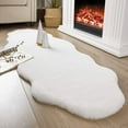 thumbnail image 1 of Ivory Faux Rabbit Fake Fur Fuzzy Soft Fluffy Plush Cozy Shaggy Machine Washable Area Rug 2' x 6' - Ivory, 1 of 5