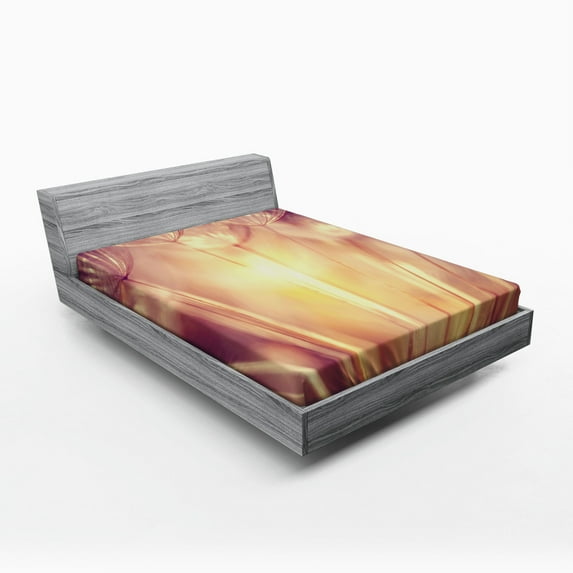 Ivory Fitted Sheet, Close up Dandelion Plant Petals Spring Inspiration Nature Mother Earth Theme Picture, Soft Decorative Fabric Bedding, Queen Size, Peach Coral, by Ambesonne