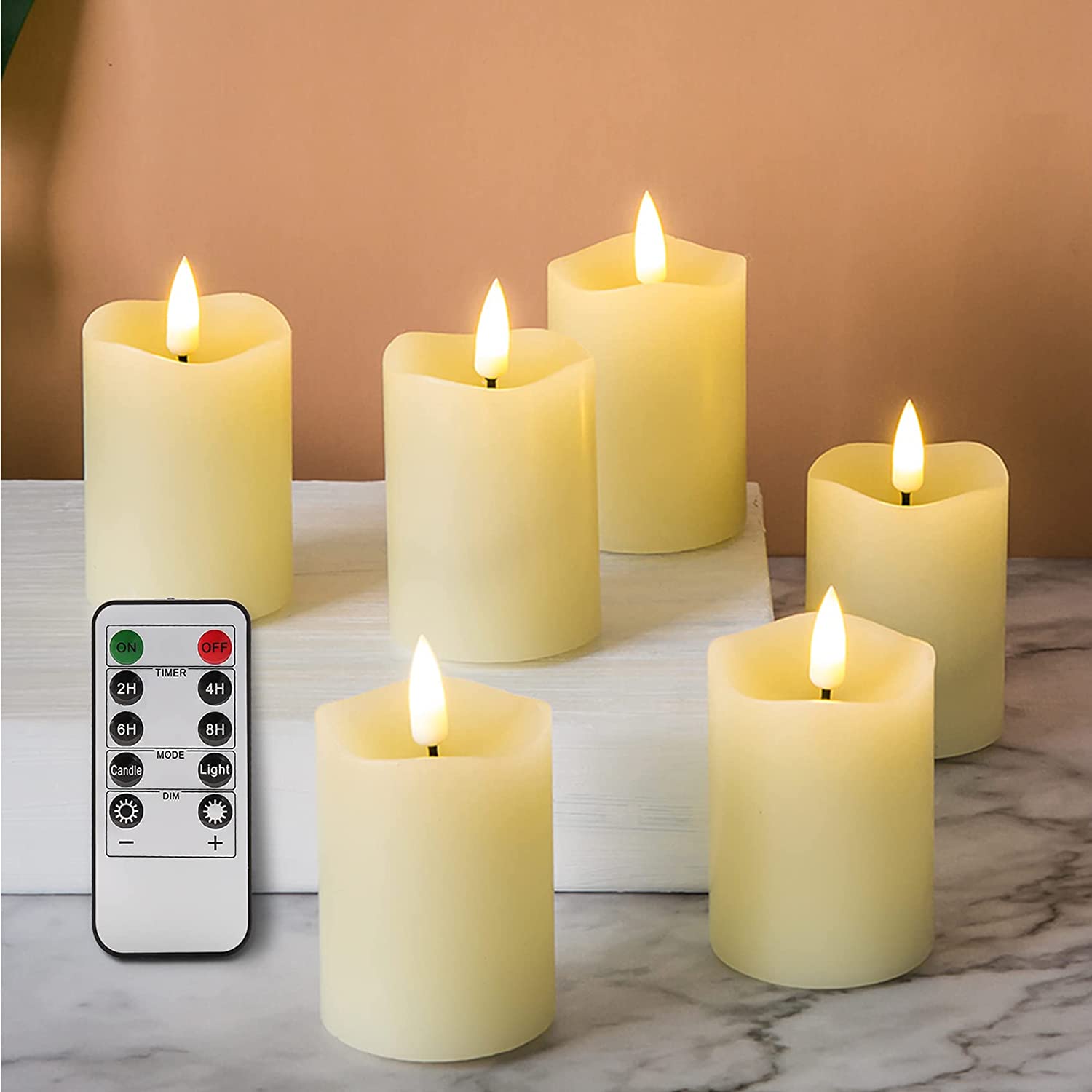 Ivory Flameless Votive Candles with Remote Real Wax LED Candles (Set