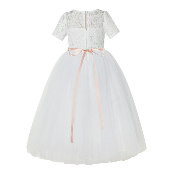 Ivory Floral Lace Flower Girl Dress Junior Bridesmaid Dance Recital LG2R2