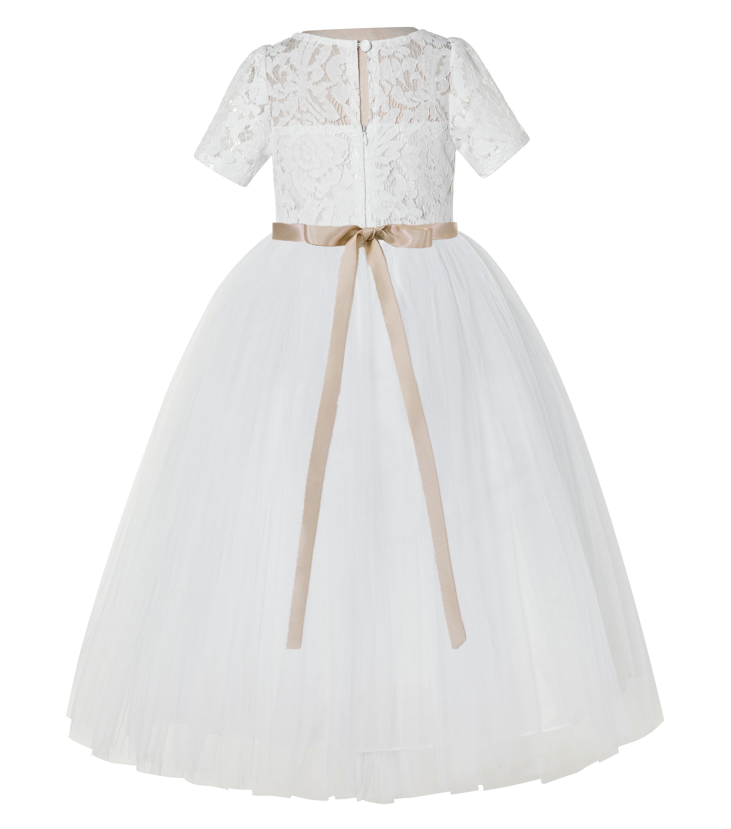 Ivory Floral Lace Flower Girl Dress Junior Bridesmaid Dance Recital LG2R2 -  Walmart.com