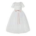 thumbnail image 1 of Ivory Floral Lace Flower Girl Dress for Church Communion Baptism LG2R1, 1 of 2