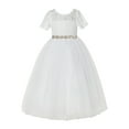 thumbnail image 1 of Ivory Floral Lace Formal Flower Girl Dress Elegant Princess Gown LG2R2, 1 of 3