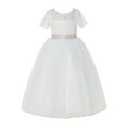 thumbnail image 1 of Ivory Floral Lace Tulle Flower Girl Dresses Father Daughter Dance LG2R, 1 of 3