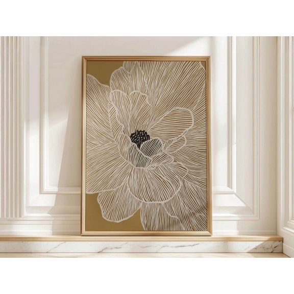 Ivory Flower Line Art Botanical Wall Art Home Decor