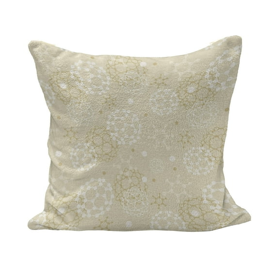 Ivory Fluffy Throw Pillow Cushion Cover, Science Molecules Motif Chemical Bonds Circular Atoms in Soft Toned Form Design, Decorative Square Accent Pillow Case, 20" x 20", Cream White, by Ambesonne
