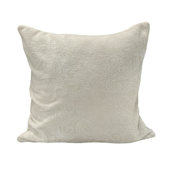 Ivory Fluffy Throw Pillow Cushion Cover, Victorian Curved Renaissance Style Leaves Branches Classic Petals Illustration, Decorative Square Accent Pillow Case, 26" x 26", Cream, by Ambesonne