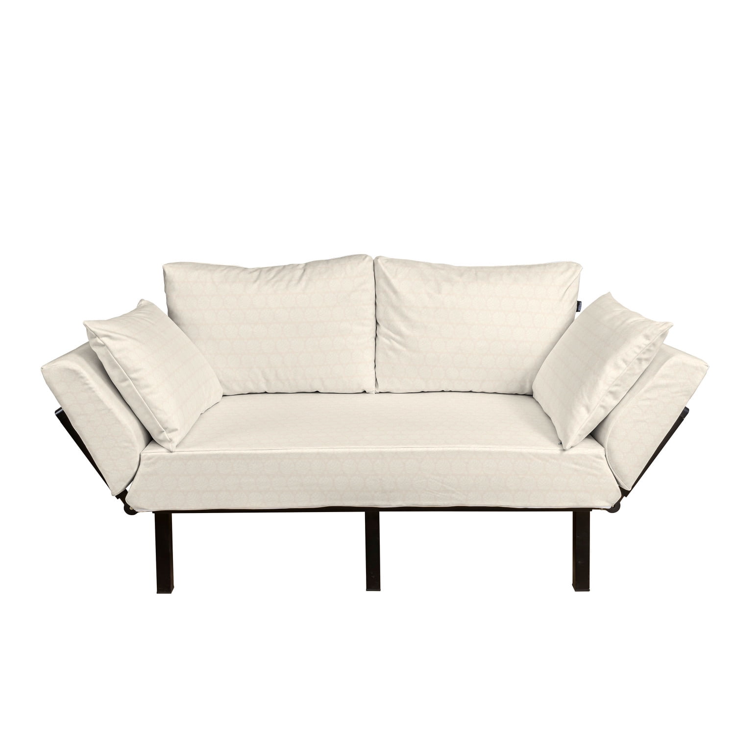 Ivory Futon Couch Abstract Soft Pastel Colored Circular Round Shapes Pattern Simplistic and Design Daybed with Metal Frame Upholstered Sofa for