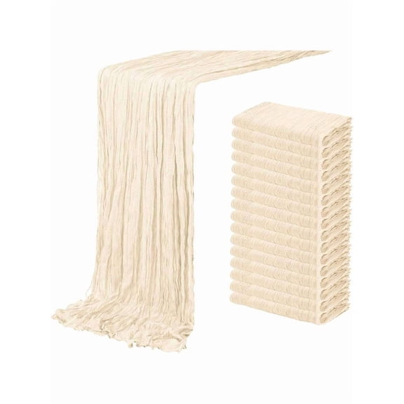 Ivory Gauze Table Runner - Soft Sheer Fabric, 120 Inch