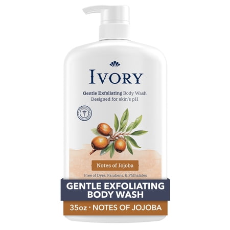 Ivory Body Wash, Gentle Exfoliating, Notes of Jojoba Scent, 35 fl oz