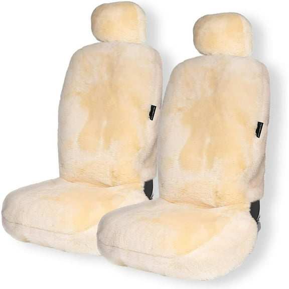 Ivory Genuine Sheepskin Seat Cover 2 Pk Universal Fit Car Full Seat Furry Cover