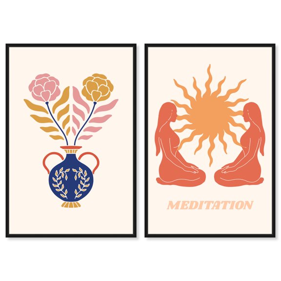 Ivory Gleam Duo Canvas Print Living Room Decor by Art Remedy, Black Frame, 10 x 15